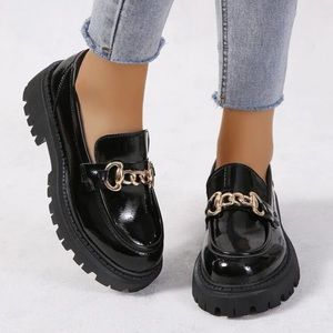 Chain Decor Slip on Loafers (Shein)